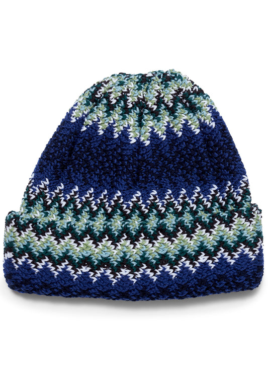 Chevron Beanie Navy & Sage