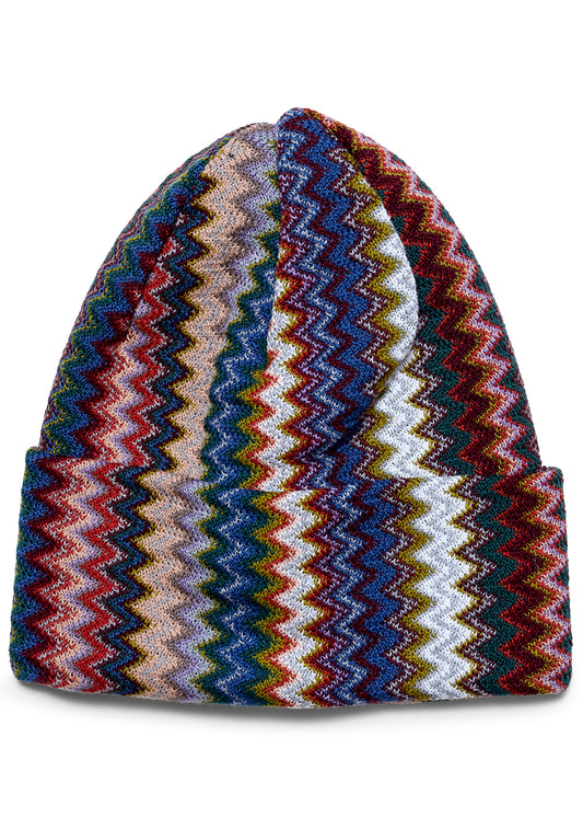 Chevron Wool Beanie Purple Multicolour