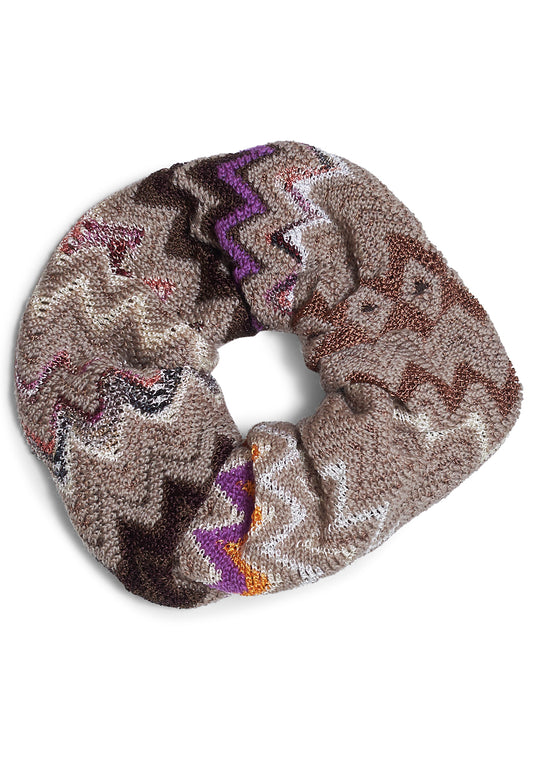 Chevron Scrunchie Taupe & Violet