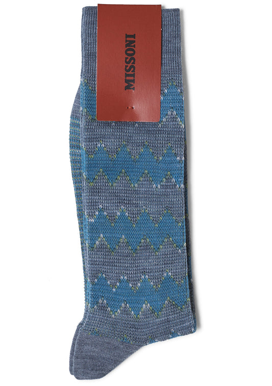 Chevron Socks Grey & Dark Teal
