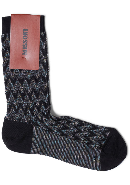Chevron Socks Teal & Black
