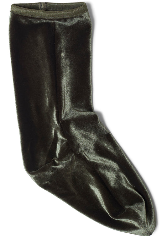 Velvet Ankle Socks Olive Green