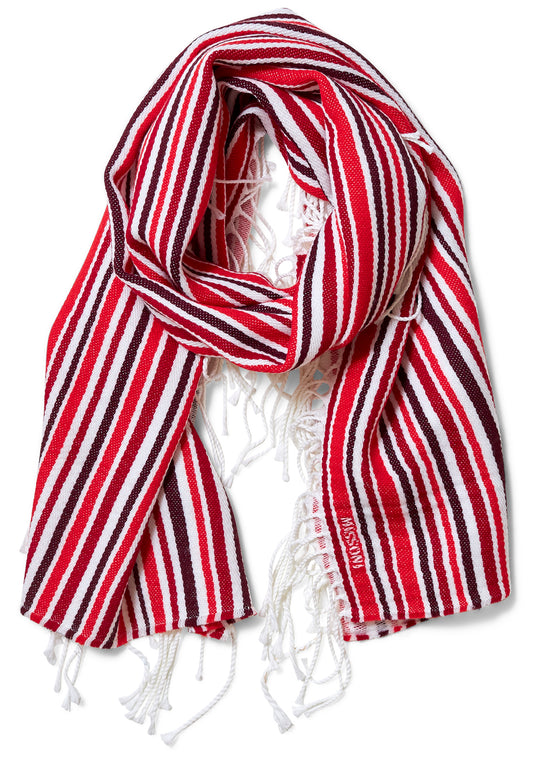 Striped Wool Scarf Red & White