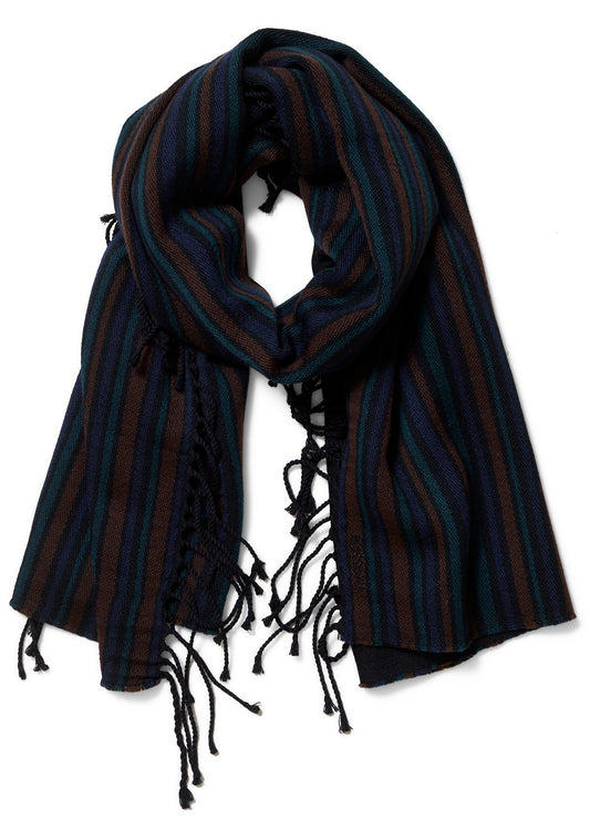 Striped Wool Scarf Black & Brown