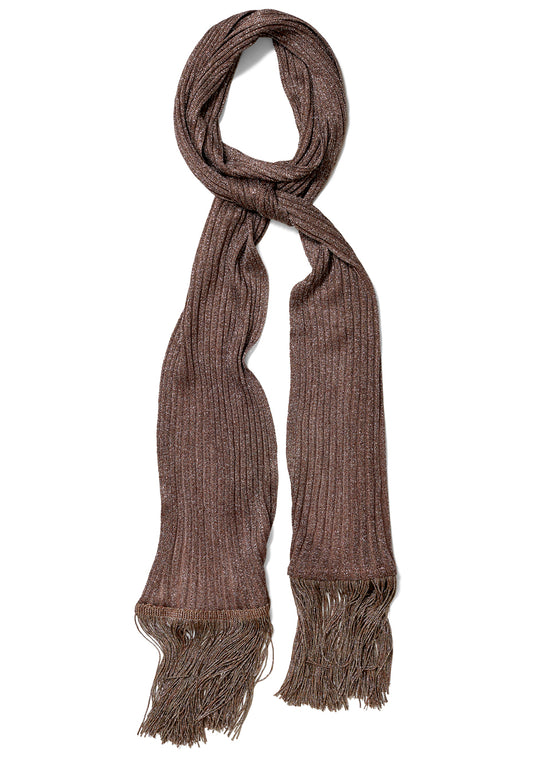 Rib Knit Scarf Gold Metallic