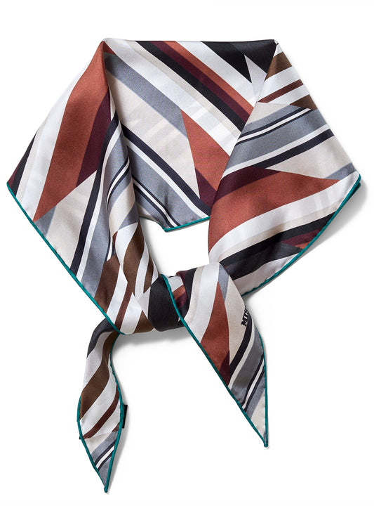 Lozenge Scarf Brown & Grey Stripe
