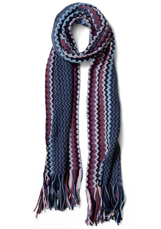 Chevron Knit Scarf Mauve & Ice Blue
