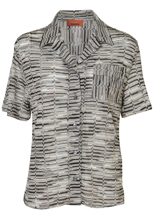 Lamé Silver Hues Short-sleeve Shirt