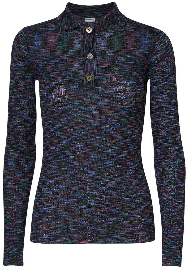 Avril Polo Black Multi Spacedye