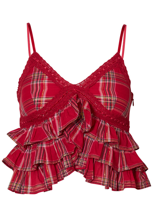 Abbott Ruffle Top Cherry Red