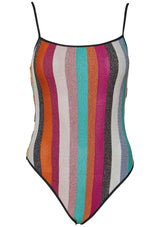 Vertical Stripe Lamé Multicolour Swimsuit