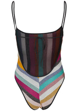 Vertical Stripe Lamé Multicolour Swimsuit