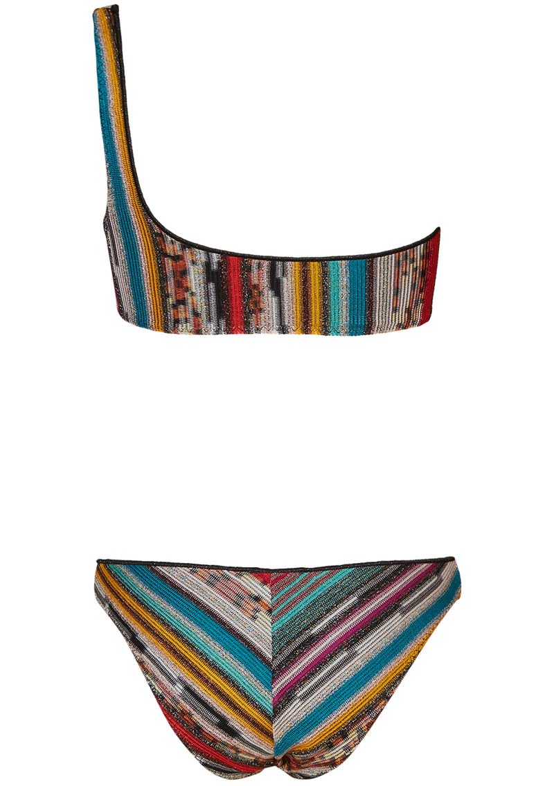 One-Shoulder Bikini Lamé Multicolour