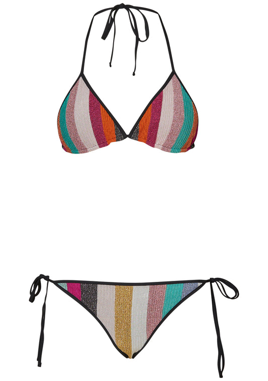 Triangle Bikini Vertical Stripes Dark