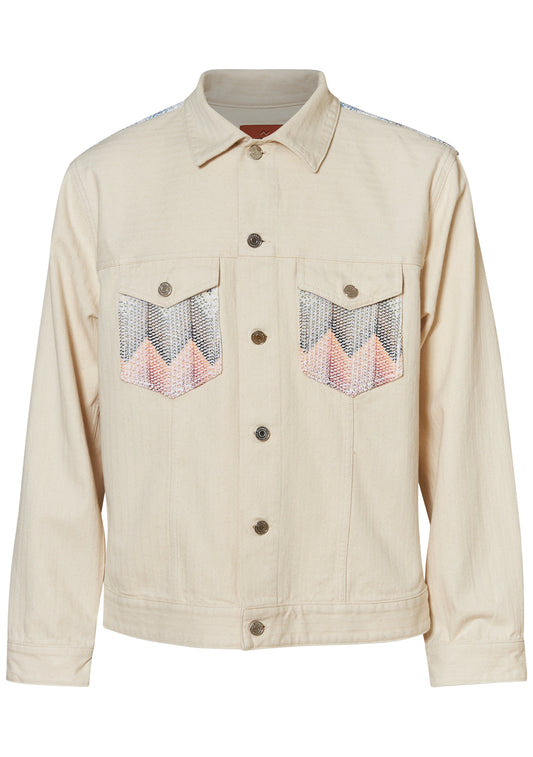 Chevron Inserts Denim Jacket