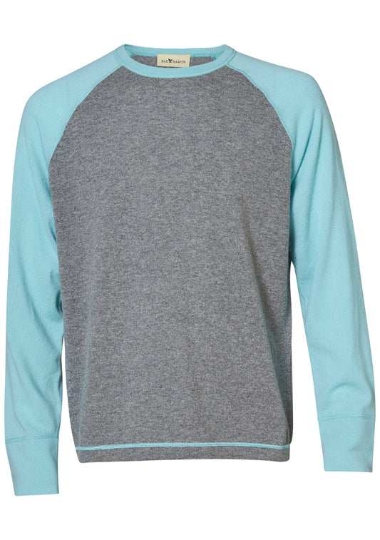 Grey & Turquoise Rugby Cashmere Sweater