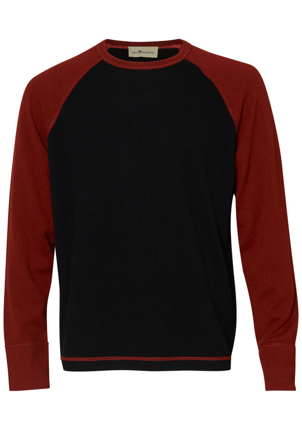 Black & Dark Rust Rugby Cashmere Sweater