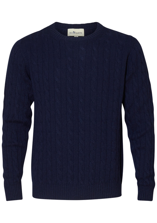 Navy Cashmere Cable-knit Sweater Men