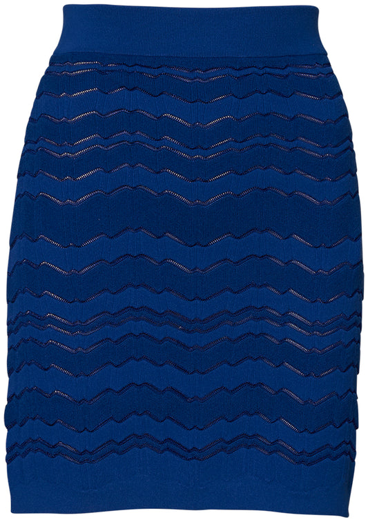 Zig Zag Mini Skirt Blue Tone-On-Tone