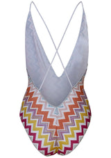 Deep V-Neck Swimsuit Metallic Multicolour