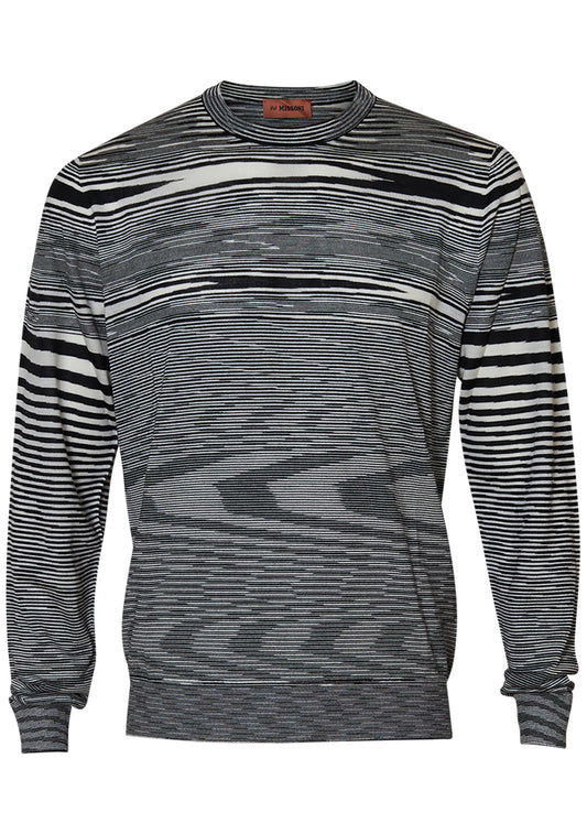 Crewneck Sweater Space-Dye Black/White