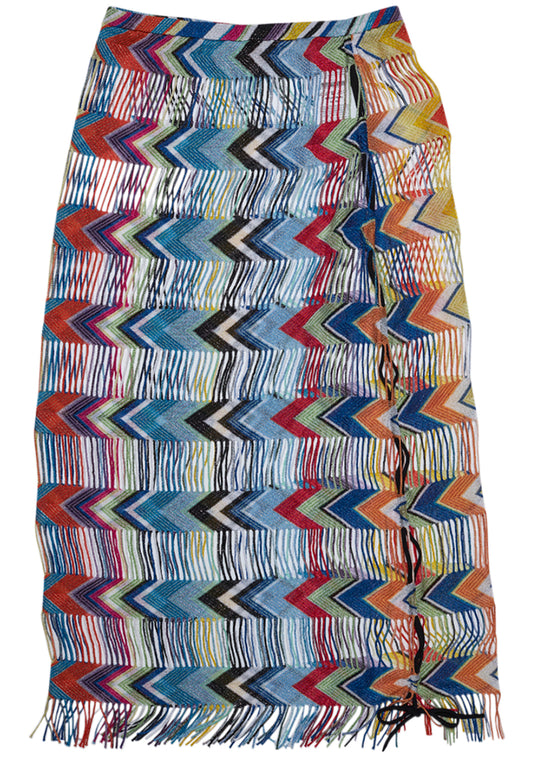 Fringe Knit Mini Skirt Multicolour