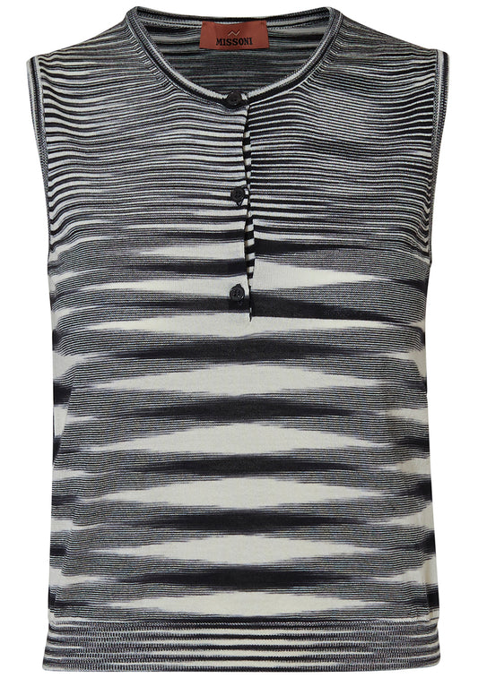 Space Dyed Vest Black/White