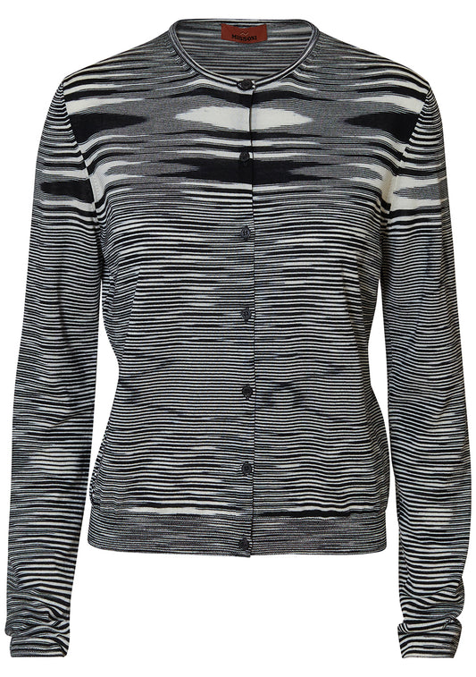 Space Dyed Cardigan Black/White