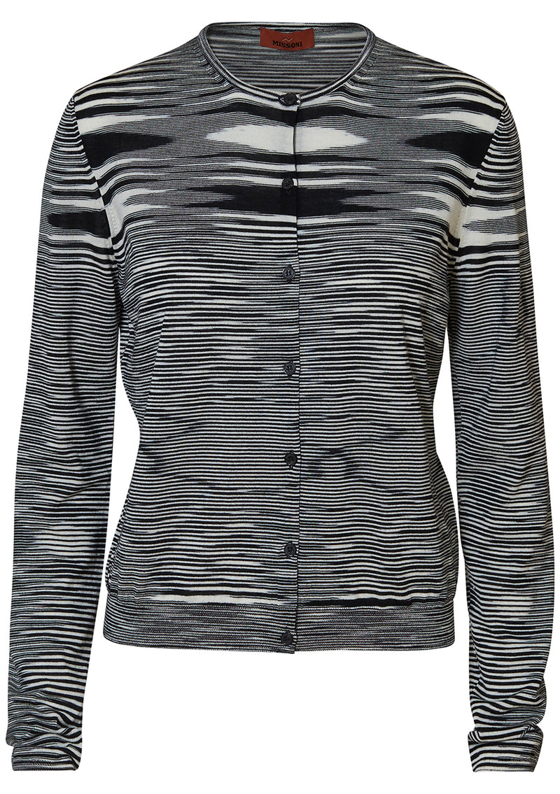 Space Dyed Cardigan Black/White