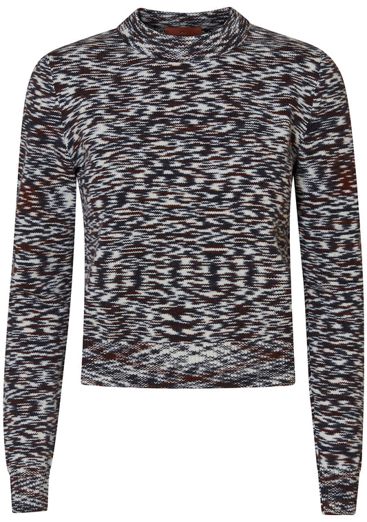 Space Dyed Crewneck Sweater Black/Brown