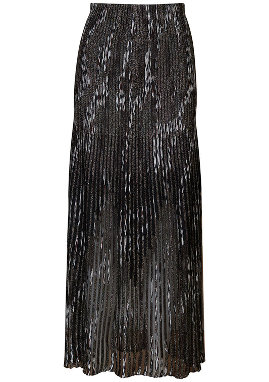 Rib Knit Lamé Maxi Skirt