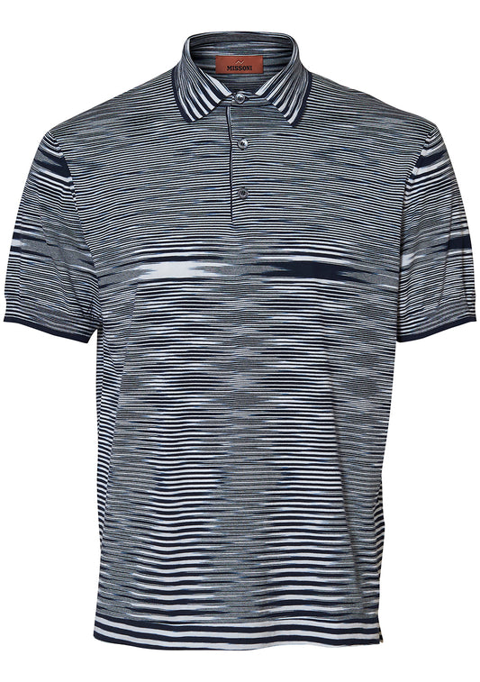 Wave Knit Polo Black/White