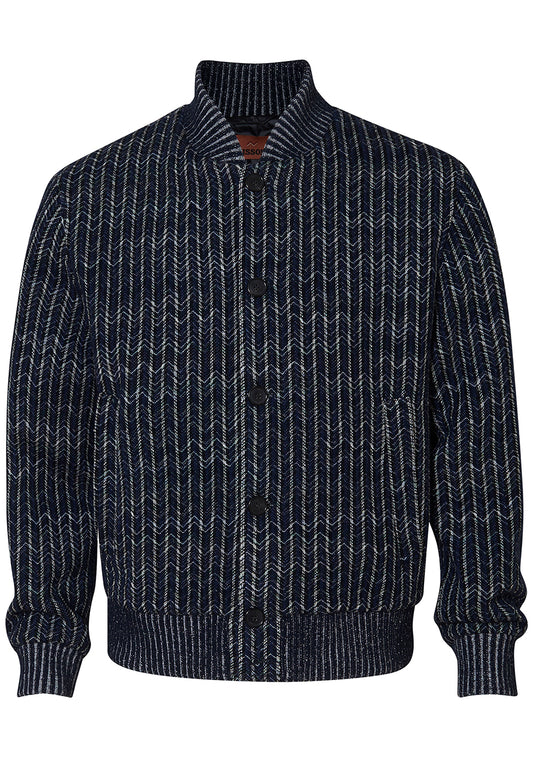 Chevron Bomber Jacket Navy/White