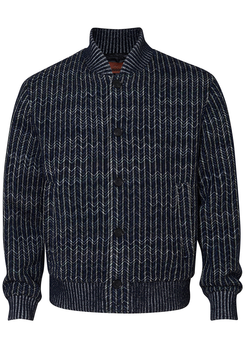 Chevron Bomber Jacket Navy/White