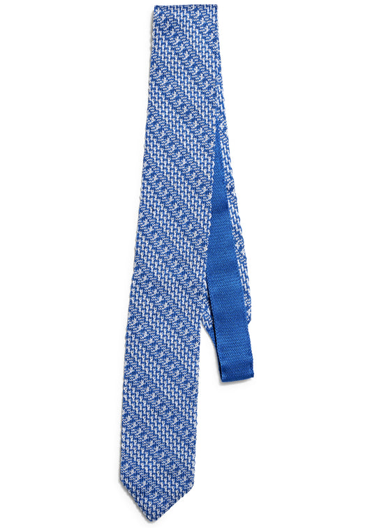 Cotton Knit Tie Light Blue White