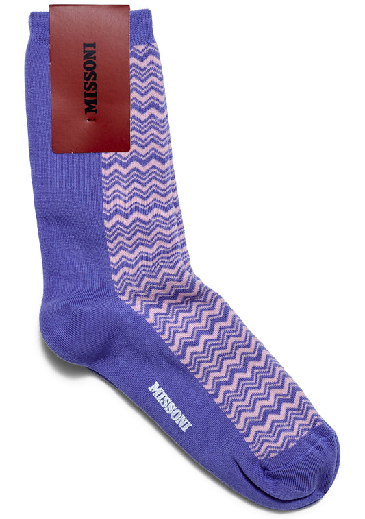 Two Tone Chevron Socks Lilac Pink