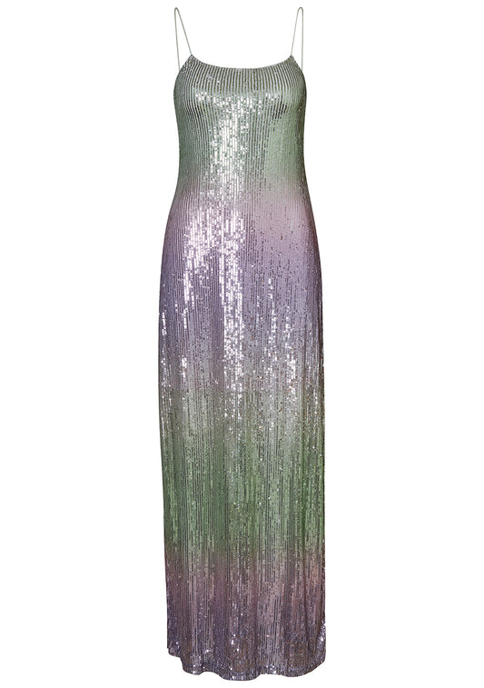 Grand Sequin Dress Lilac leaves