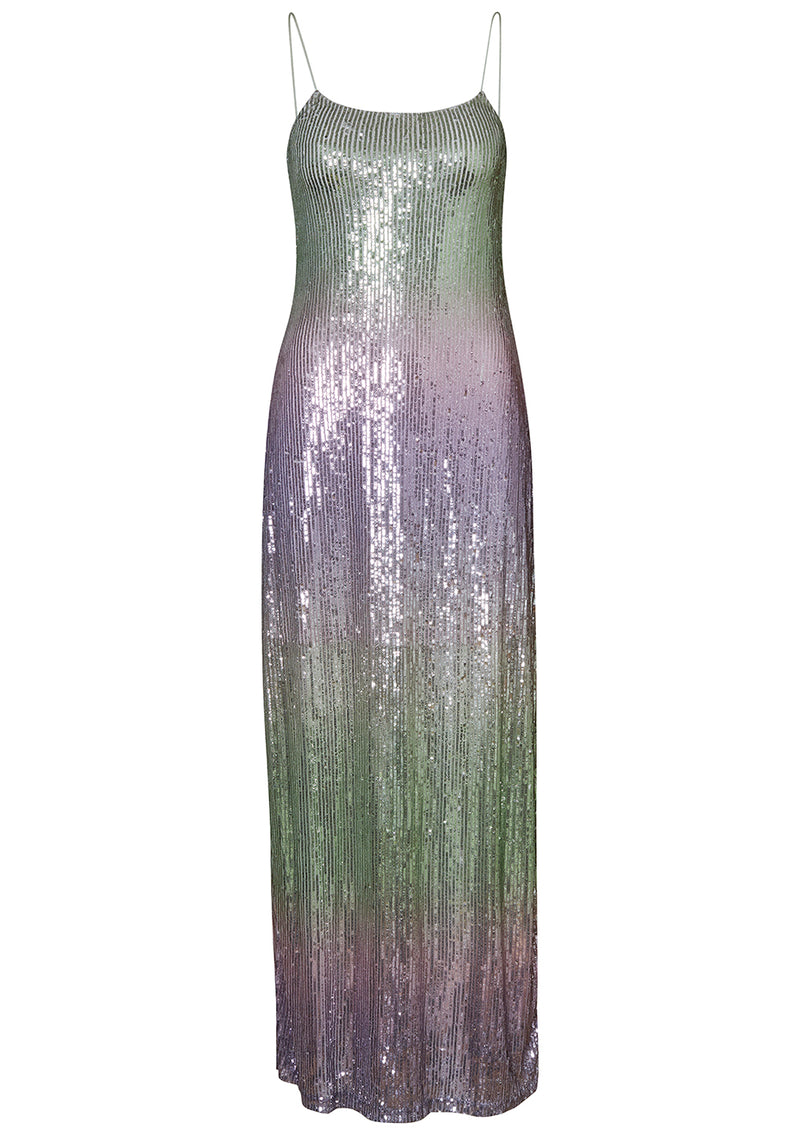 Grand Sequin Dress Lilac leaves