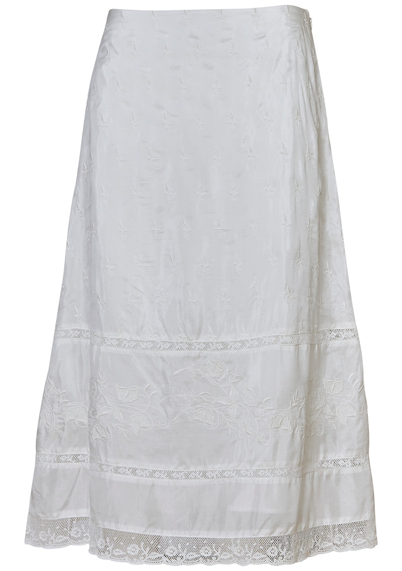 Ivoire Silk Skirt White