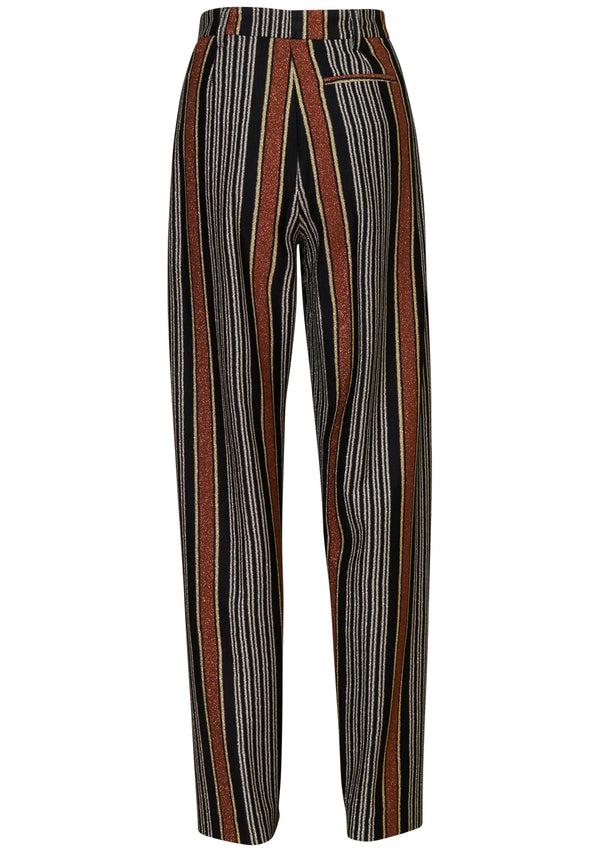 Straight Lamé Trousers Multicolour Rust & Gold