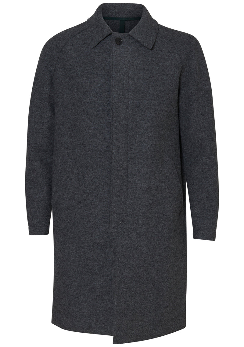 Fly Front Raglan Coat Boiled Wool Middle Grey