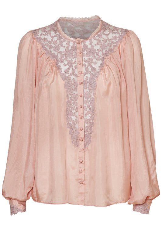 Carine Silk Lace Top Pink Nude