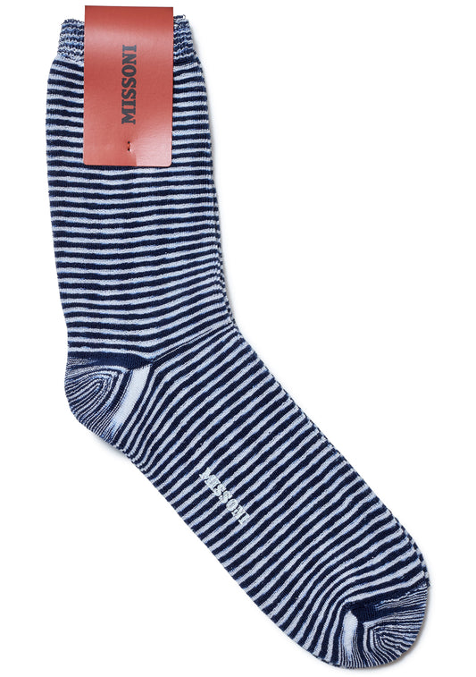 Frotté Stripe Socks Navy