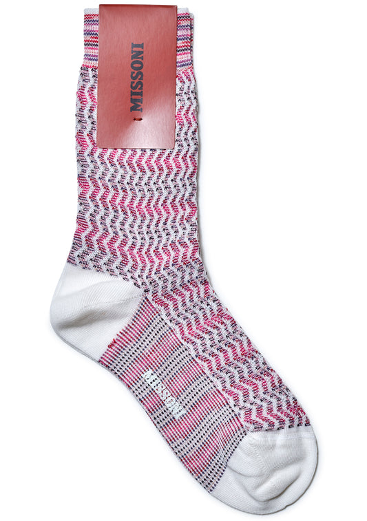 Chevron Socks White Pink