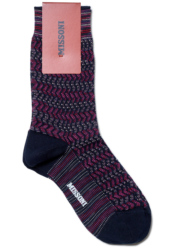 Chevron Socks Navy Pink