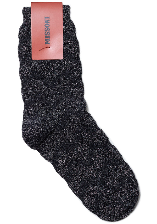 Chevron Lamé Socks Black