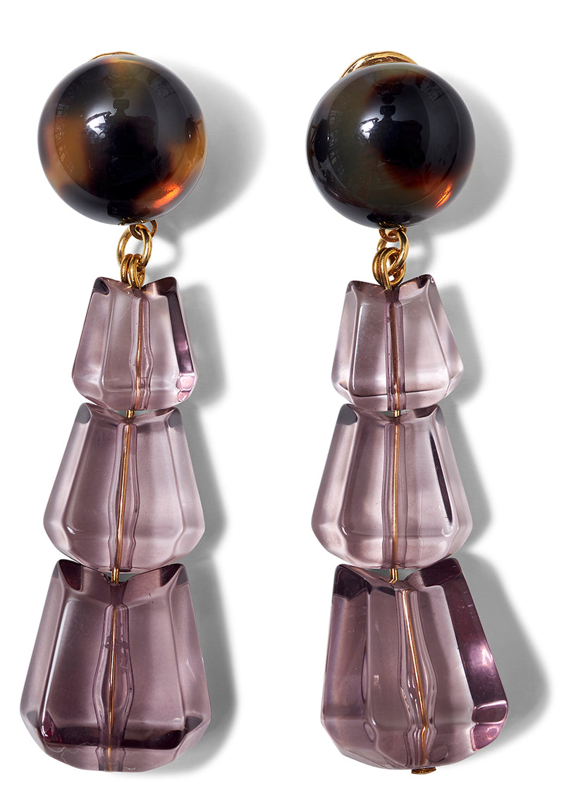 Tiers Earrings Clear Purple