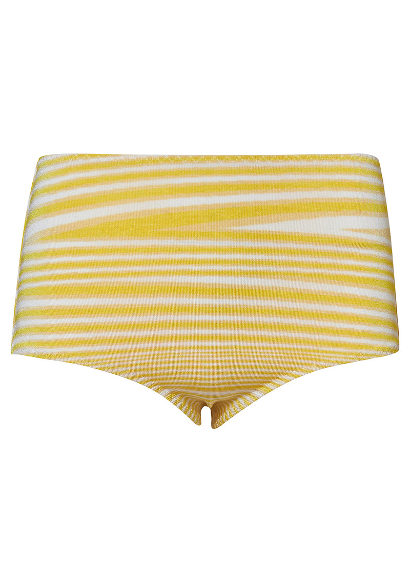 Yellow/White Abstract-Print Bikini Bottoms