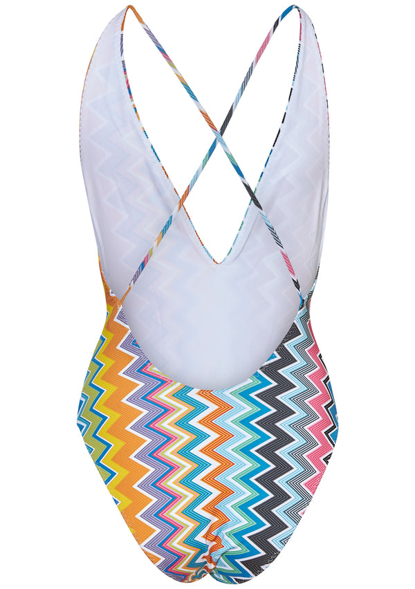 Deep V-Neck Swimsuit Multicolour
