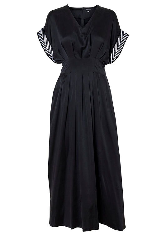 Embellished Silk Dress Black